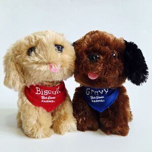 Bob Evans Plush Biscuit Gravy Puppy Dog Stuffed Animal Toy Set of 2 Chelsea Bear